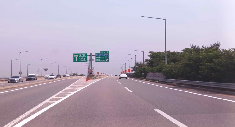 Near an expressway entrance/exit ramp