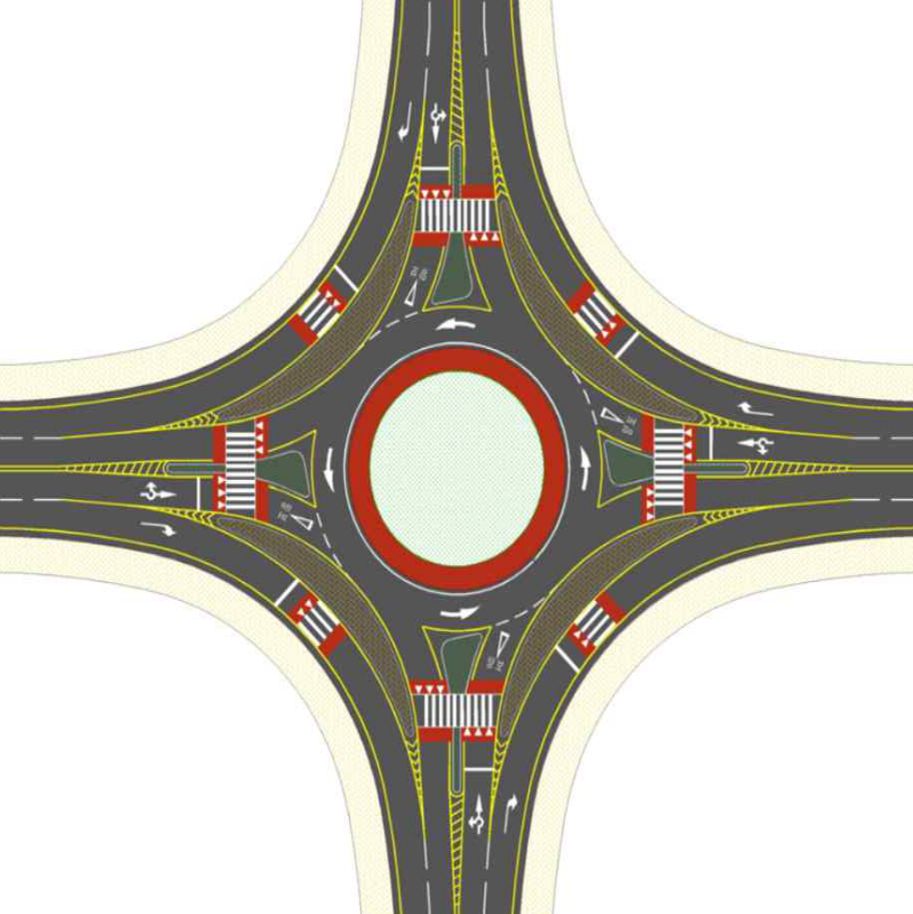 Lane-reduction type roundabout