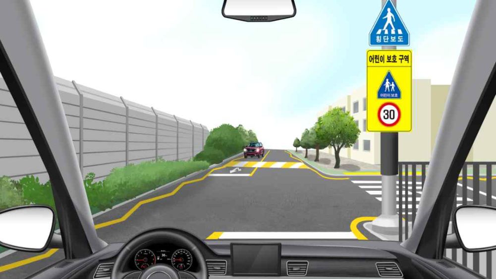 "ㅏ"-shaped intersection in a children's protection zone · Intersection without traffic control · Intersection where you cannot see left and right · Crosswalk with no pedestrians trying to cross