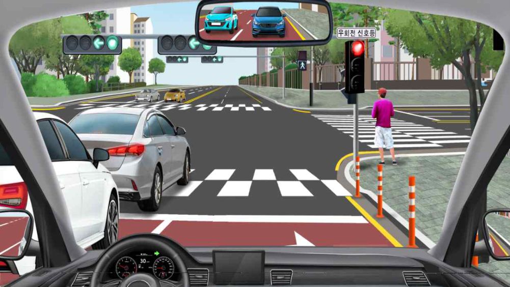 ทางแยกที่ติดตั้งสัญญาณไฟสำหรับเลี้ยวขวาโดยเฉพาะ