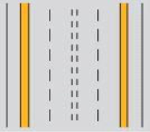 What does a solid yellow line installed along the edge of a road section or on the side of a curb mean?